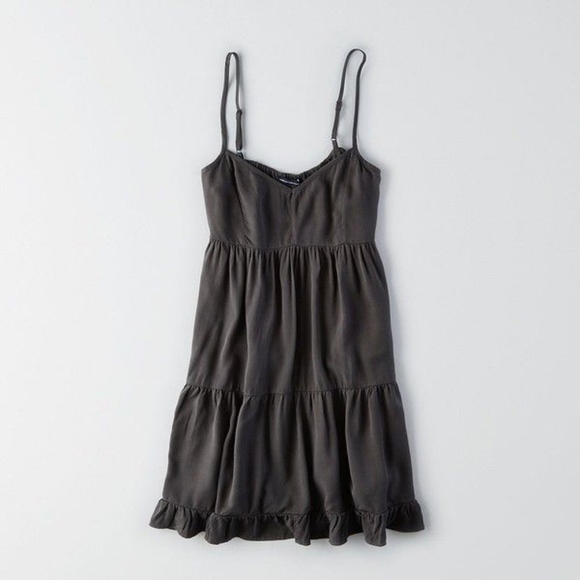 American Eagle Outfitters Dresses & Skirts - AEO Charcoal Gray Flowy Babydoll Dress with Ruffle